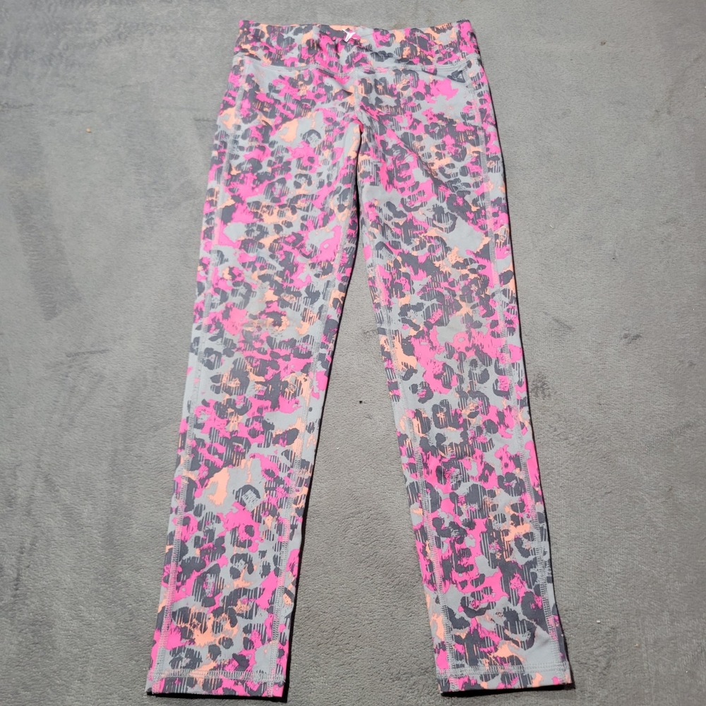 Old Navy Active Leggings Girls Size M 8 Pink Orange Grey Leopard Go-Dry Athletic